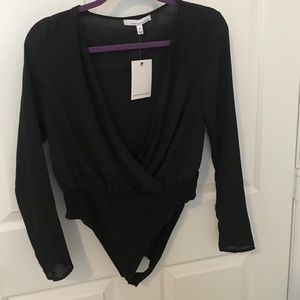 Black sheer crossover body suit